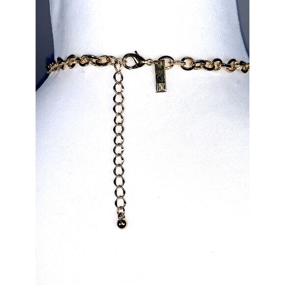 INC Gold Tone Crystal and Faux Pearl Starburst Floral Statement Necklace - Picture 10 of 10